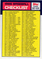 1986 Topps Baseball Cards      527     Checklist: 397-528